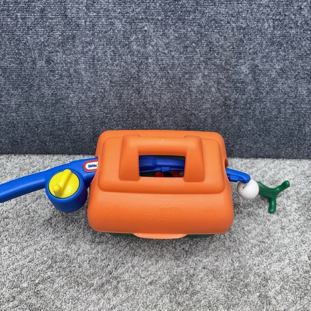 Vintage Little Tikes Catch & Count Fishing set tackle box pole kids toy (read)